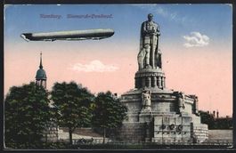 Hamburg, Bismarck-Denkmal mit Zeppelin i