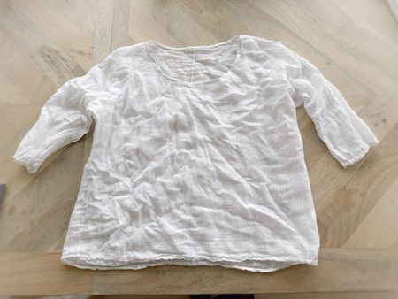 Luftiges Leinen-Shirt weiss, 3/4 Arm, Einheitsgrösse