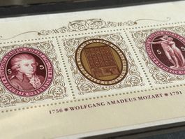 Mozart Briefmarkenblock 1991, Österreich, Top Zustand!