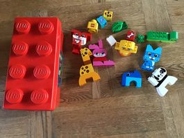 LEGO Duplo Tierfiguren mit rotem Behälter guter Zustand