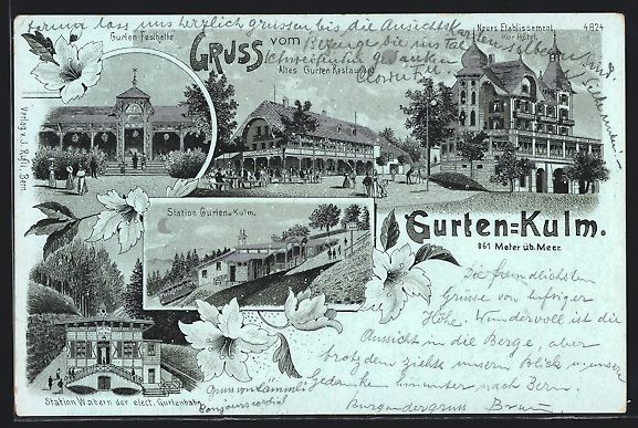 Cartoline postali: Mondschein-Lithographie Bern, Hotel und  – Usato da Berlin venduto da bartko-reher
