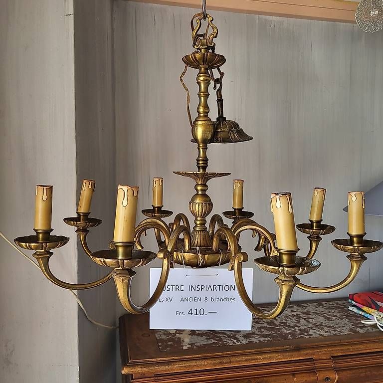 Kronleuchter & Deckenlampen: Super Lustre Ancien à 8 branches – Gebraucht aus Genève von Pacoloco74