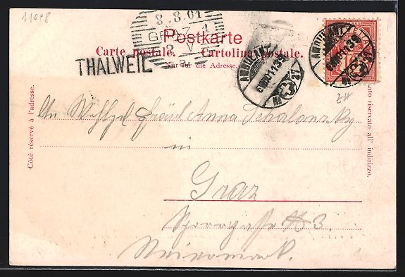 Cartoline postali: Thalweil, Ortsansicht mit Bergpanorama – Usato da Berlin venduto da bartko-reher 1