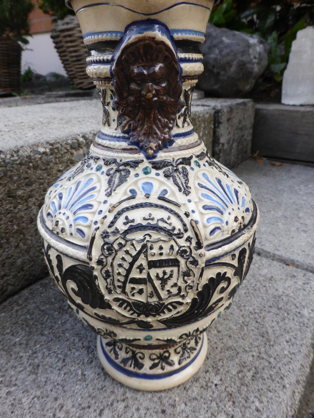Caraffe: STEINGUT KRUG MIT ZINNDECKEL WESTERWALD BRD - CA 1920 – Usato da Reinach AG venduto da pussi100 8
