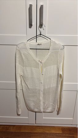 Damen Strickjacke weiss transparent