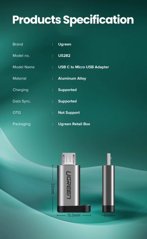 Ugreen Unità & Adattatore: Ugreen Micro USB zu Type C Adapter – Nuovo e nell'imballaggio originale da Romanshorn venduto da pfimex 7