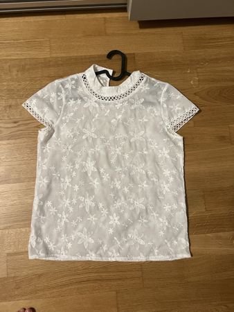 Damen Oberteil weiss Stickerei