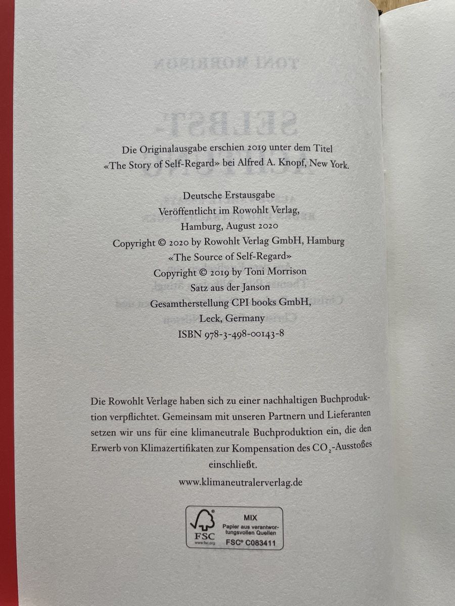 Libri: Toni Morrison: Selbstachtung – Nuovo (secondo la descrizione) da Münchenstein venduto da jan_5fyc 2