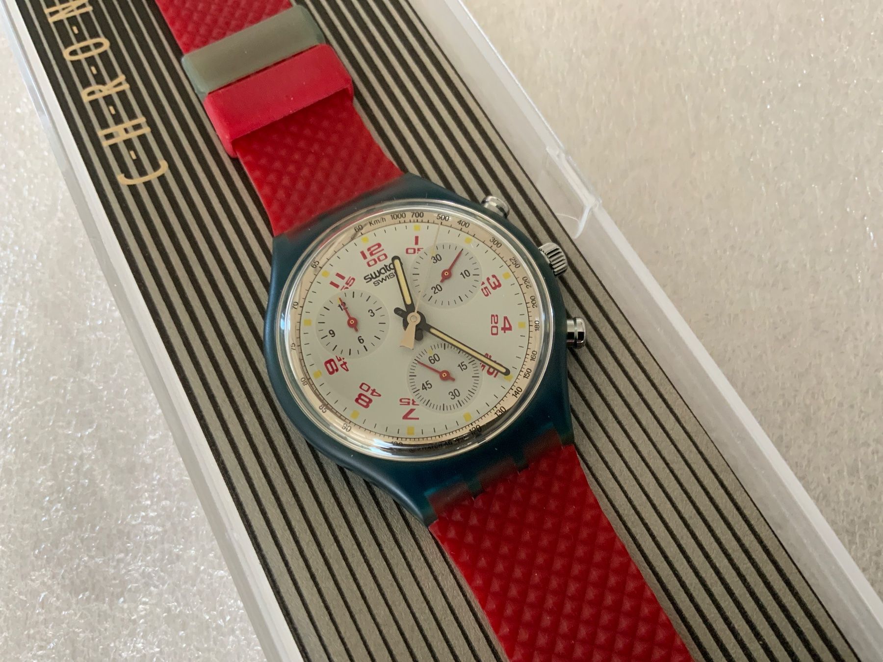 Swatch Orologi: JFK Swatch CHRONO ★ ungetragen - VINTAGE – Nuovo e nell'imballaggio originale da Wettswil venduto da rotonda 2