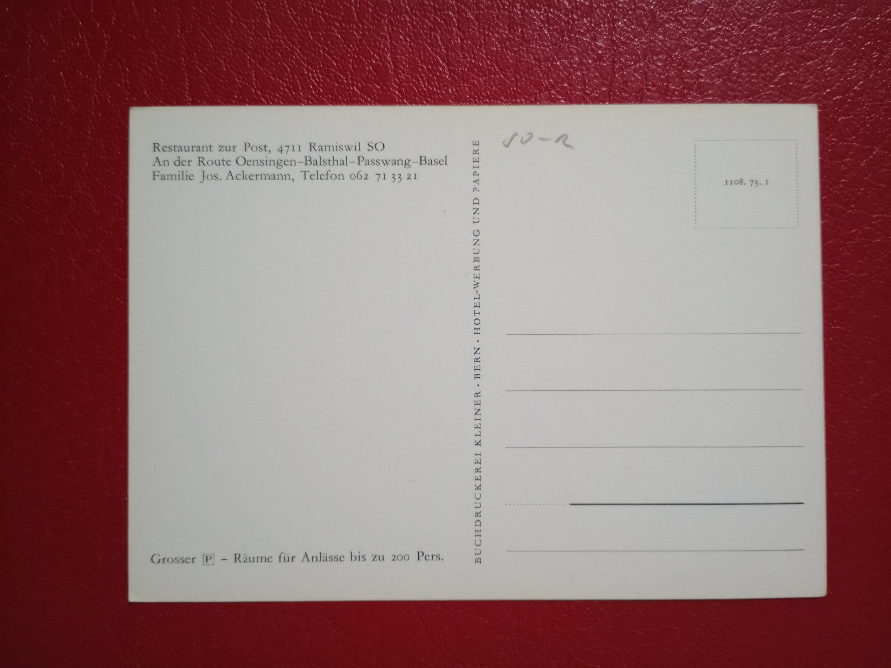 Cartoline postali: Ramiswil Solothurn Restaurant zur Post – Usato da Küttigen venduto da Melisch1000 1