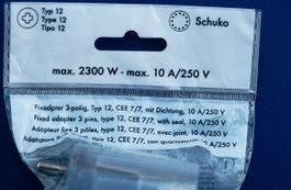 Stecker Adapter Schuko (D) zu CH Typ 12