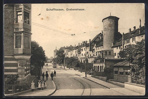 Ansichtskarten: Schaffhausen, Grabenstrasse mit Turm und – Gebraucht aus Berlin von bartko-reher