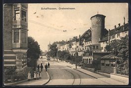 Schaffhausen, Grabenstrasse mit Turm und