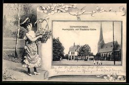 Grusskarten-AK Schwarzenbek, Marktplatz 