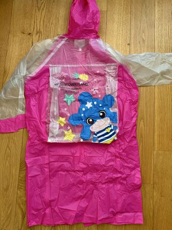 Raincoat pink transparent XXL 100% PVC