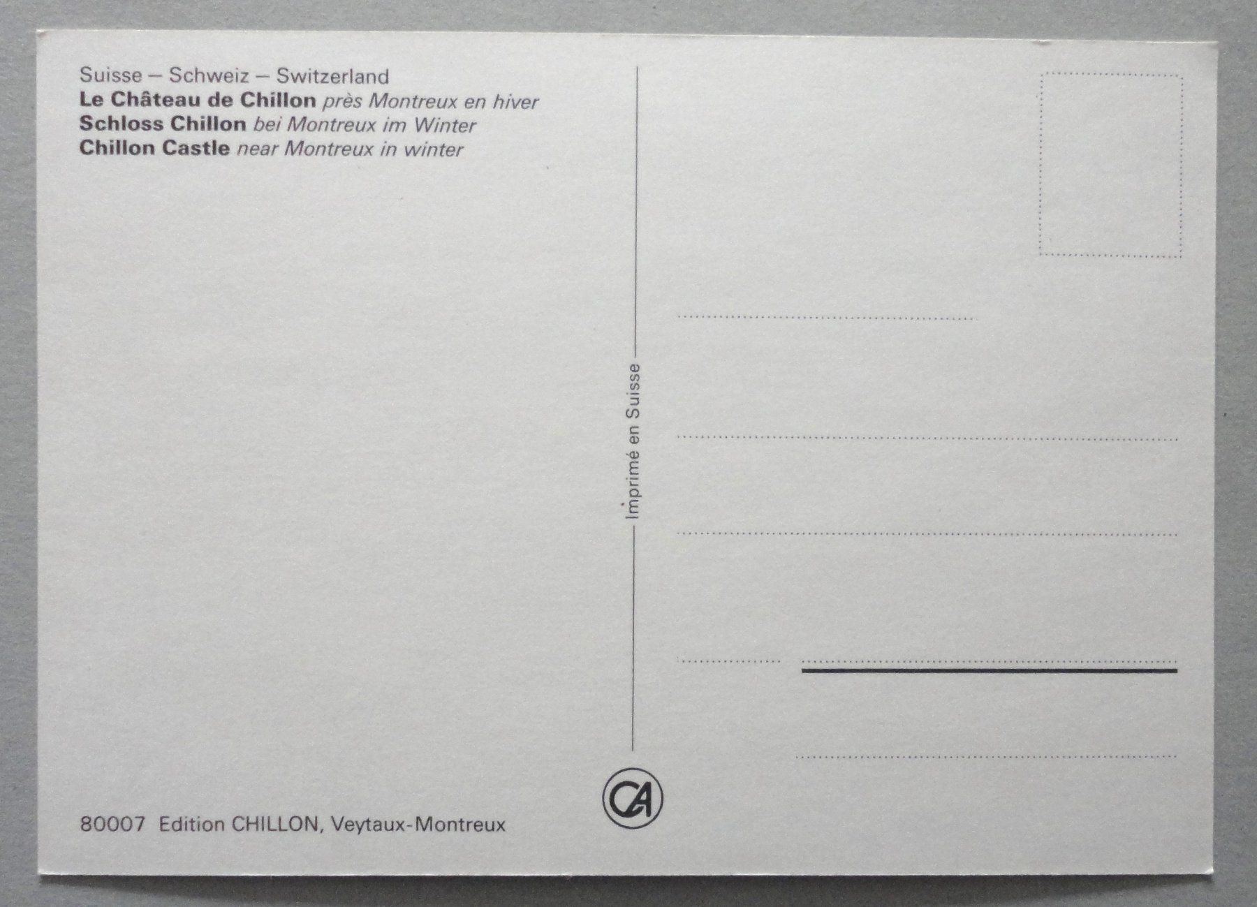 Cartoline postali: Château de Chillon en hiver – Usato da Fétigny venduto da Billy2miny 1