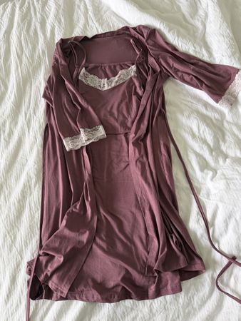 Nachtwaesche-Set mit Stillnachthemd (95% Polyester) Gr. S