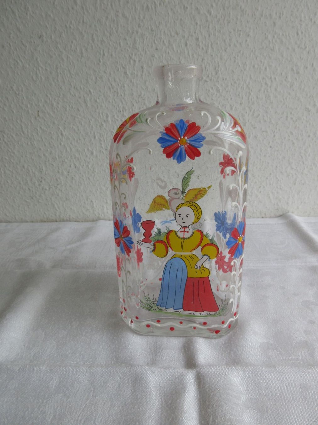 Bottiglie: Mundgeblasene Flasche mit Email-Dekor – Usato da Binningen venduto da tempipassati 2