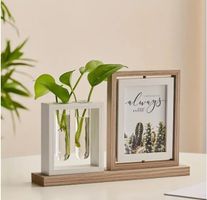 NEUER Bilderrahmen mit Vase Holz weiss-beige - 225459
