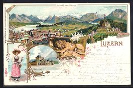 Litho Luzern, Ansicht vom Gütsch, Bahnh