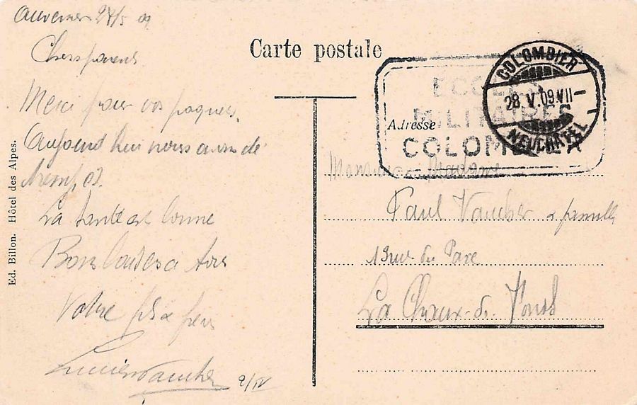 Cartoline postali: Auvernier, Ancienne porte, circulée 1909 poste militaire – Usato da Frauenfeld venduto da POML 1