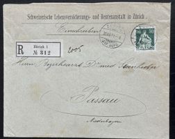 Schweiz R Brief Zürich Passau 1911 Einschreiben Helvetia