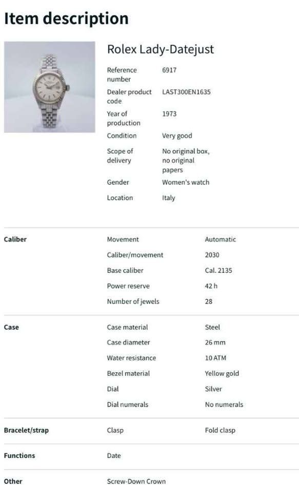 Rolex Orologi: Rolex Datejust 28mm Damen – Usato da Bergdietikon venduto da Lindor12 2