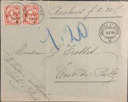 Briefumschlag mit zwei 10 Rp Marken 1904 akzeptabel