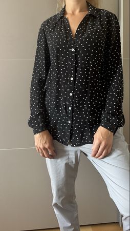 Chemise noire motif triangles blanc taille 36 soie 100%