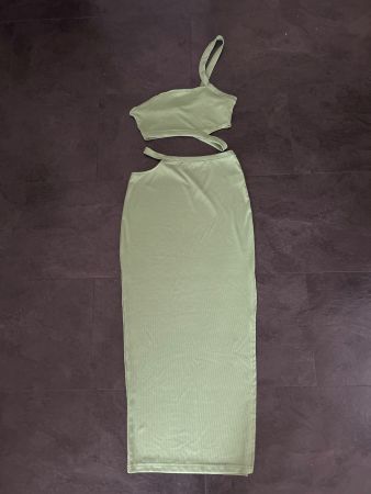 Damen Set Rock und Crop Top grün gerippt gebraucht