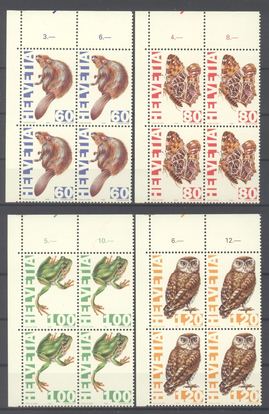 Tutti i francobolli: 1995, Sonderpostmarken, Viererblöcke ** – Usato da Willisau venduto da Vollstempel