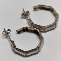 Vintage Silver silber Stud Earrings Boucles d'Oreilles #A3