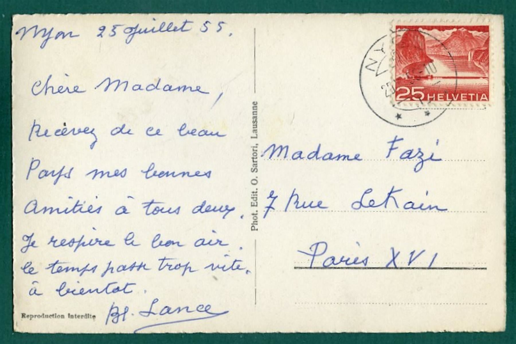 Cartoline postali: Château de Chillon, 1955, gelaufen – Usato da Sargans venduto da Hausi1951 1