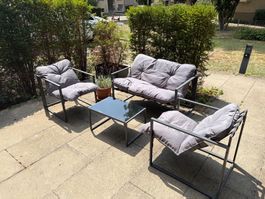 Gartenlounge 4-teilig mit Kissen Anthrazit