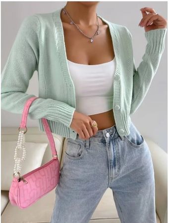 NEUE hübsche Strick-Jacke Minthgrün Gr. S - 225346
