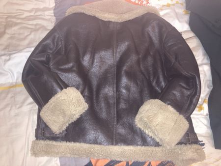 Zara Faux Shearling Aviator Jacket Brown Size M