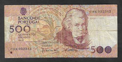 Banconote: Portugal  500  Escudos  Gebraucht – Usato da Gordola venduto da coinsandnotes