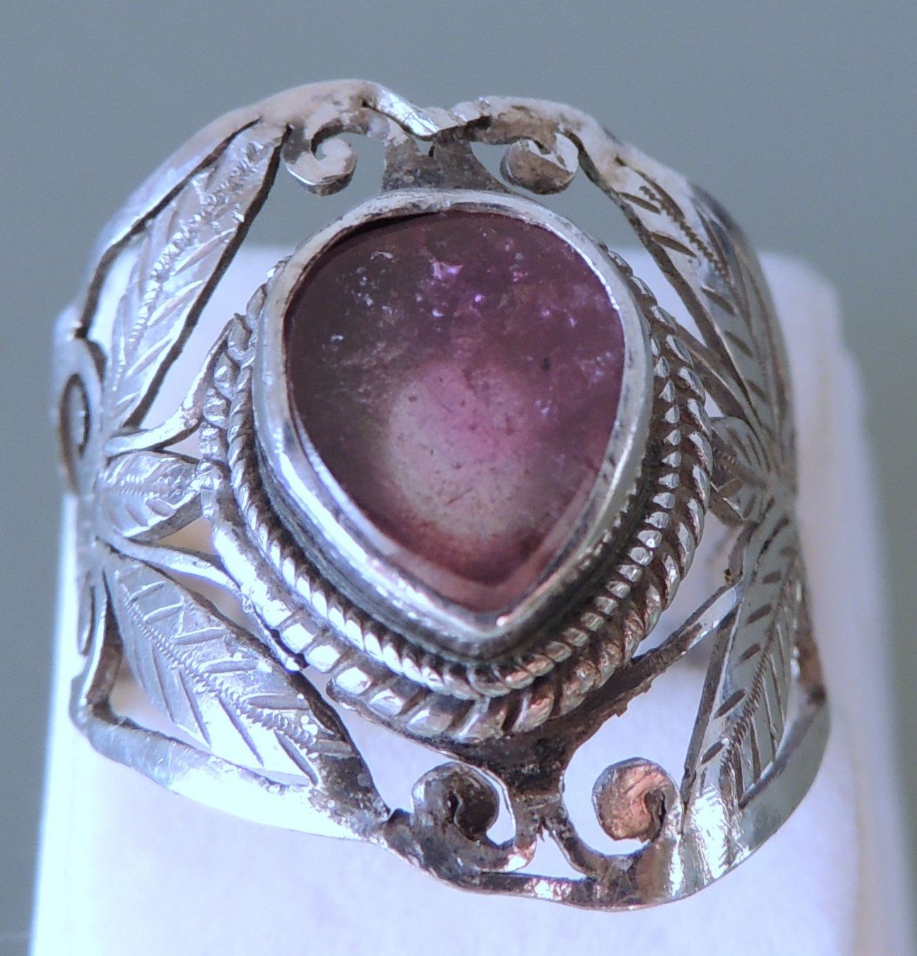 Anelli: Handgearbeiteter Silber 925 Turmalin Fingerring Gr. 58 – Usato da Waldenburg venduto da schaller707