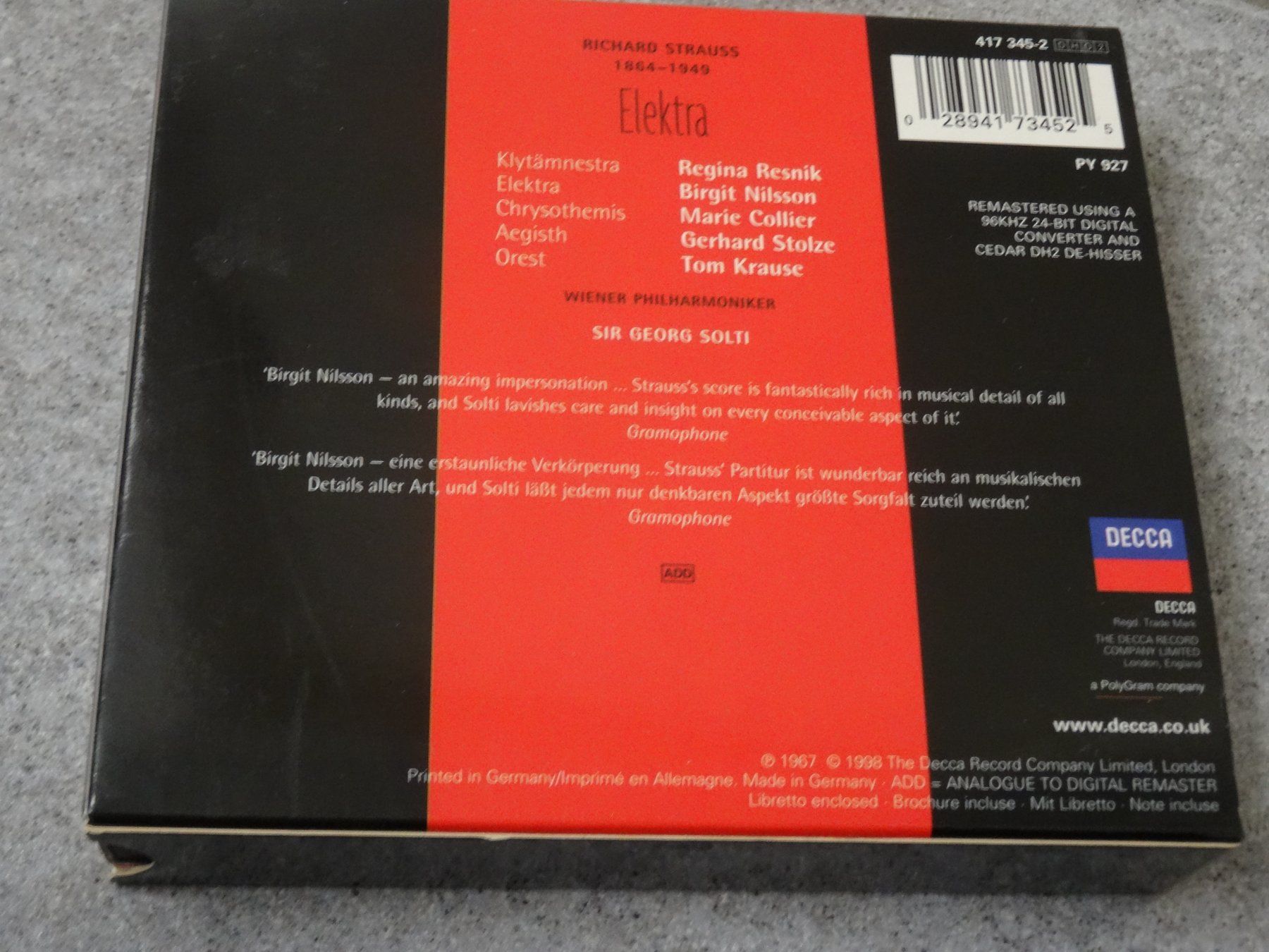 CDs: Richard Strauss - ELEKTRA - Birgit Nilsson OPER CD – Gebraucht aus Olten von Disc-Ausverkauf 1