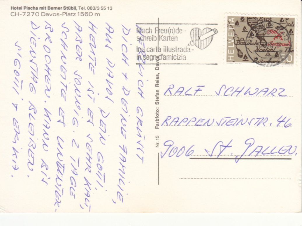 Cartoline postali: Davos Pischa 1986 – Usato da Bürglen TG venduto da StampGraf 1