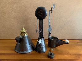 2 Öllampen und 1 Petrollampe