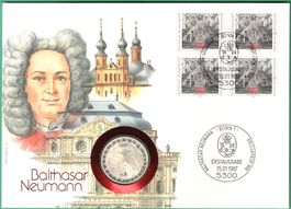 5 DM Silbermünzbrief   Balthasar Neumann  1987