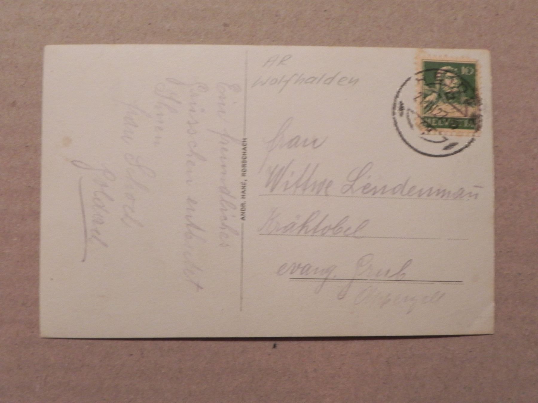 Cartoline postali: Ansichtskarte Wolfhalden Appenzell 1927 – Usato da Siebnen venduto da krimsie 1