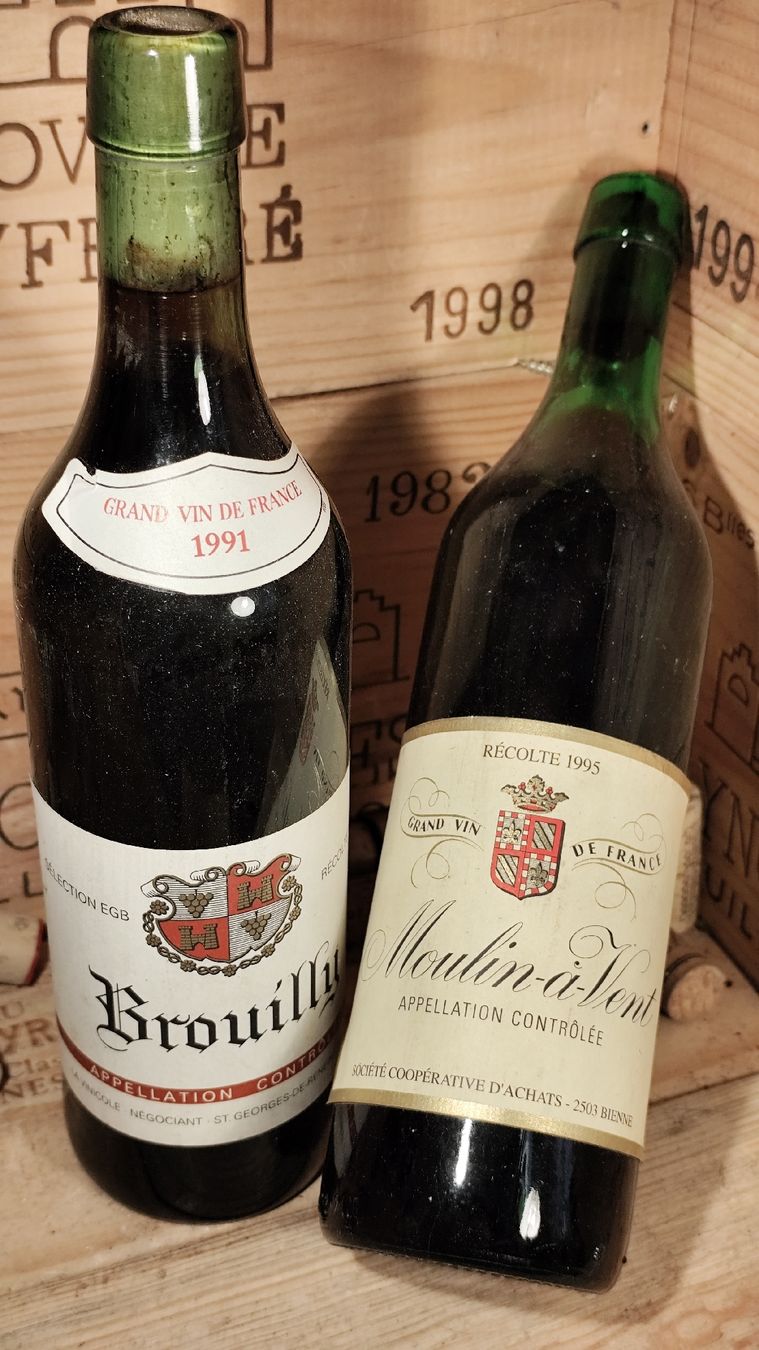 Vino: 1991 Moulin-à-Vent / Brouilly 1995 – Nuovo e nell'imballaggio originale da Büsserach venduto da Vintage-vins 2