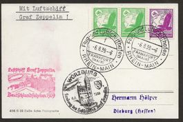 1939 Zeppelin LZ 130 Flug Frankfurt - Würzburg Karte