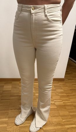 Pantalon blanc cassé Zara tendance printemps, taille 38
