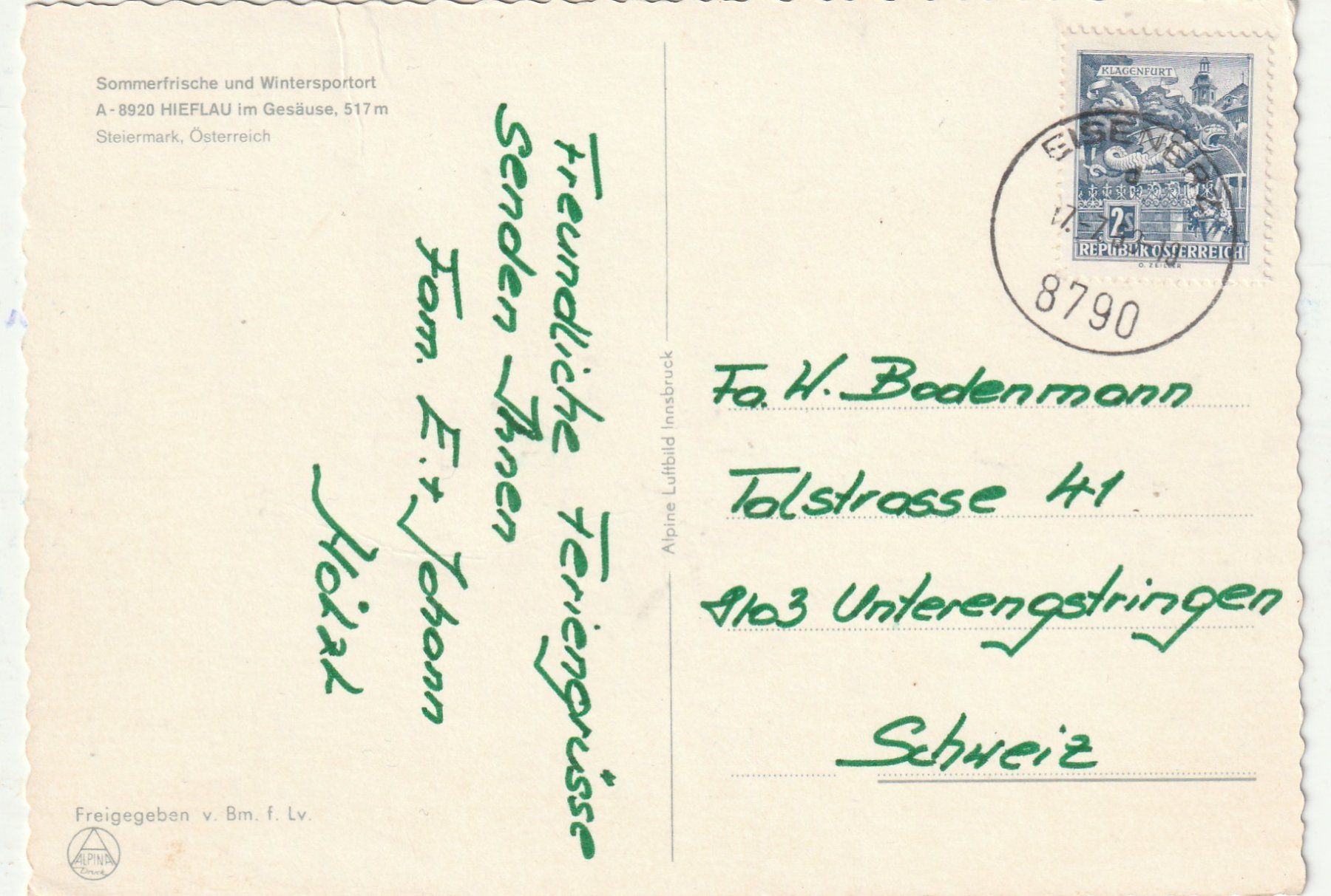 Cartoline postali: Hielflau OE – Usato da Lumbrein venduto da made02 1