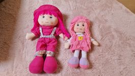 2 süsse grosse Stoffpuppen, rosa, Mädchen Spielzeug