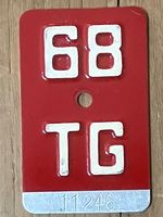 TG 68 - VELONUMMER - FAHRRADSCHILD - PLAQUE DE VELO - TG 68