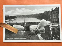 1932 Basel, Mittlere Rheinbrücke mit Schifflände